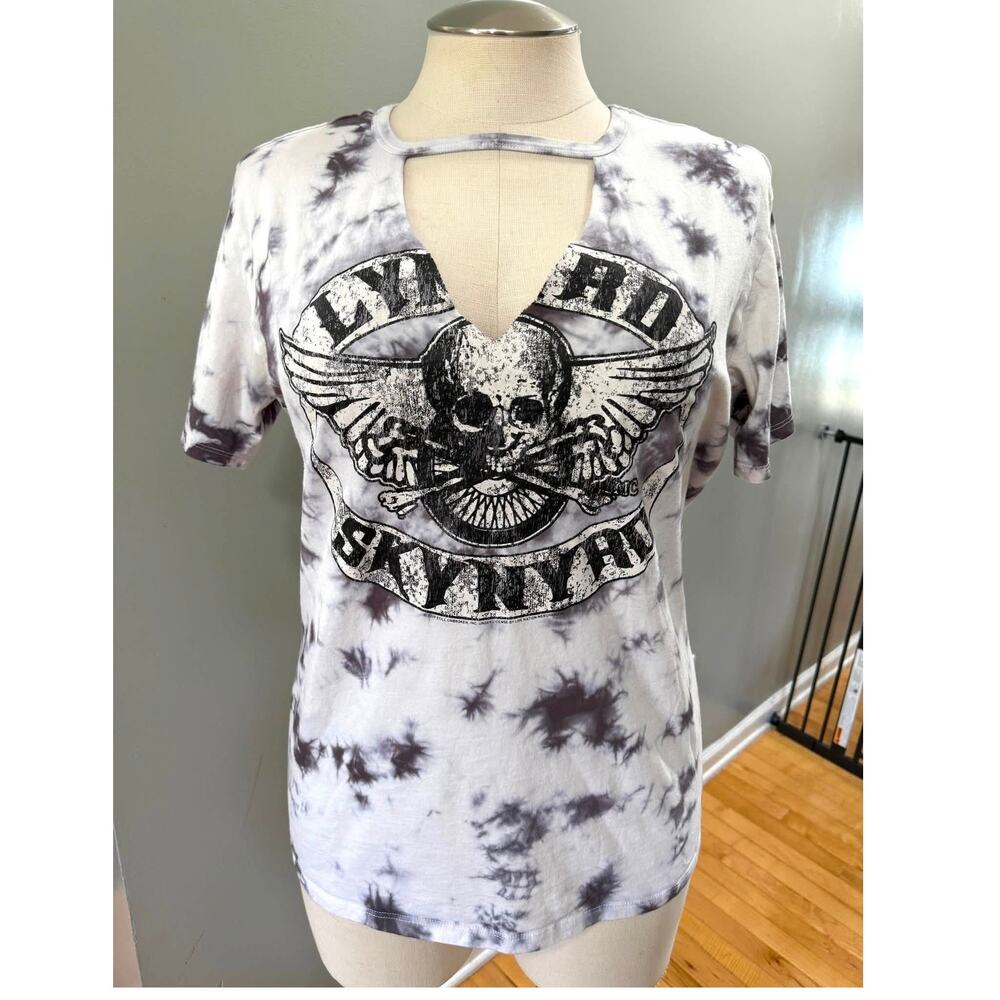 Torrid Plus Size 1 Sexy Lynyrd Skynyrd Tie Dye Busty Keyhole Cutout Tee Skull